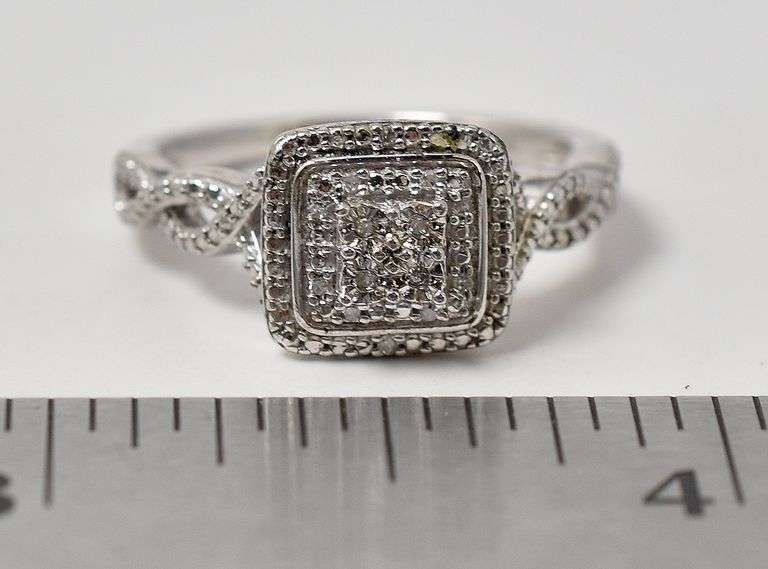Sterling Silver Diamond Cluster Ring