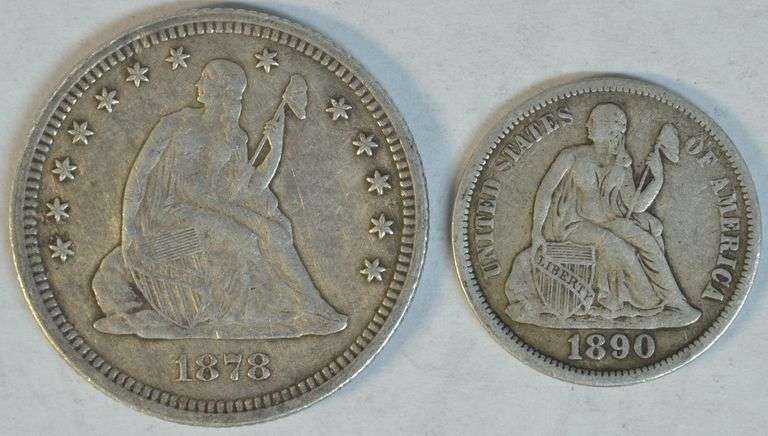 Very sharp 1890 Seated Dime & 1878 Seated Quarter in XF