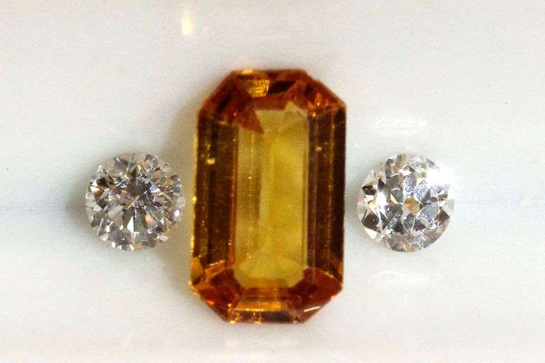Sparkling Golden Sapphire & Natural Diamond Set of 3
