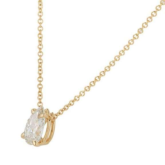 1.17ct Pear Diamond Solitaire Pendant Necklace in 14K