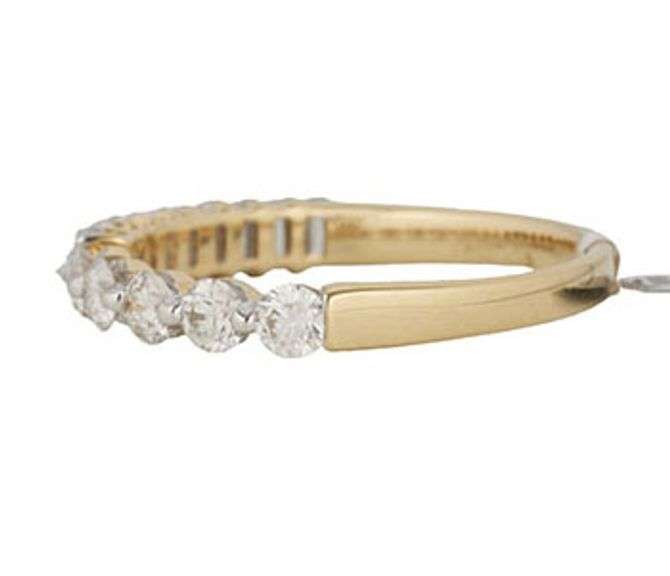 New 0.91ctw Round and Baguette Diamond Half and Half Design Band Ring in 14K