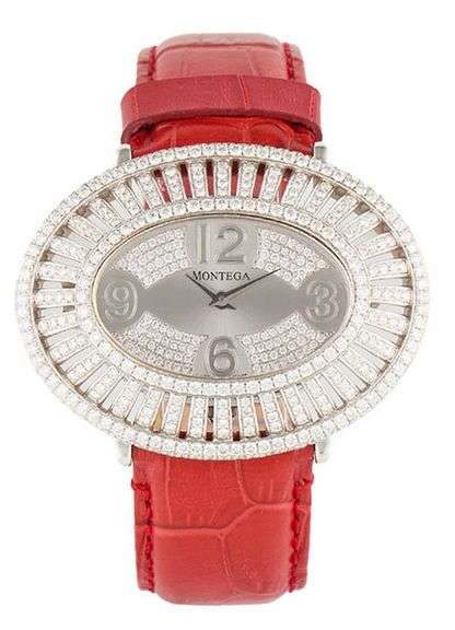 Montega 6.46ctw Diamond Art Deco, 50 x 37mm, Diamond Dial and Bezel, 18K Watch
