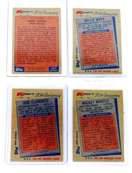 4 Topps Kmart 20th Anniv Baseball Cards, All Greats