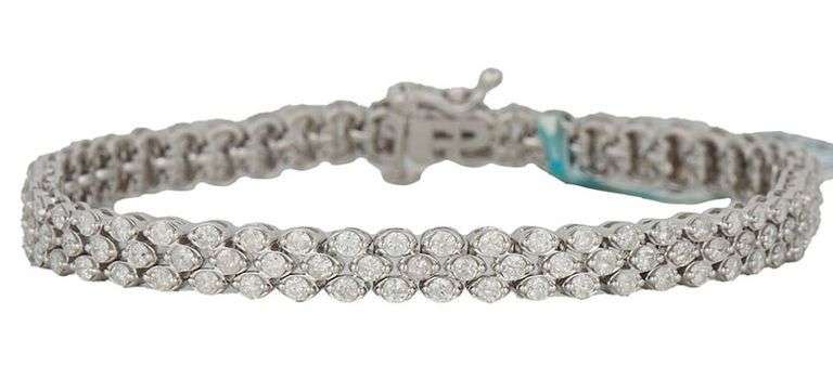 New 4.00ctw Round Diamond Triple Row Tennis Bracelet in 14K