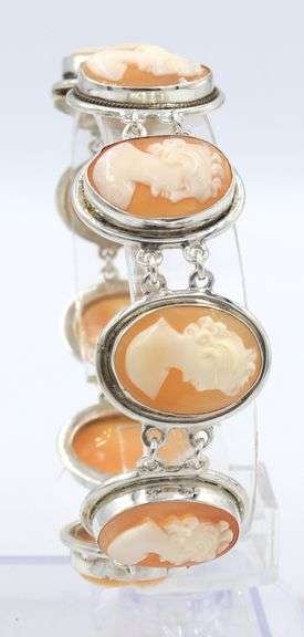 925 Sterling silver Cameo link bracelet