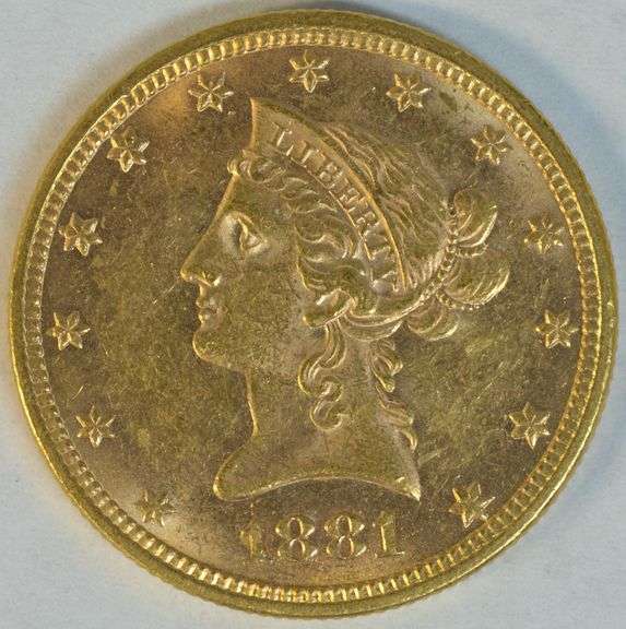Semi-Prooflike BU 1881 $10 Liberty Gold Piece. Fully struck