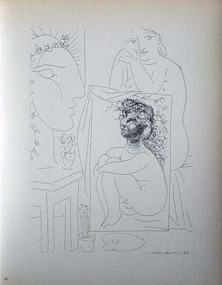 PABLO PICASSO, SEATED NUDE WITH PAINTING