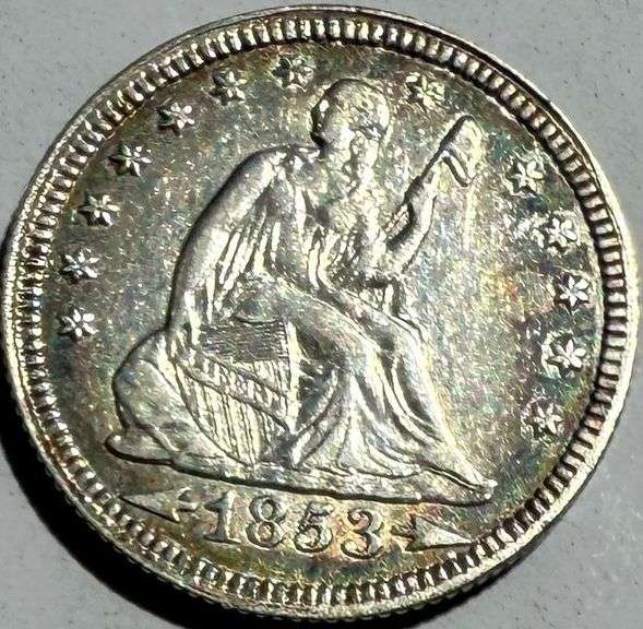 Sharp Two Tone 1853 Arrows and Rays Seated Quarter