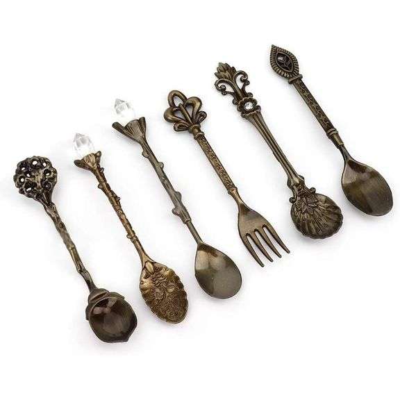Set of 6 European Style Carved Coffee Spoons