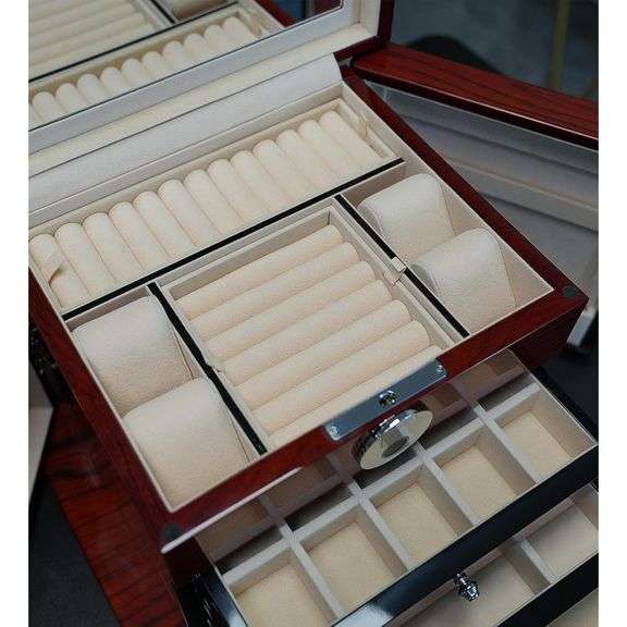 Luxury Rosewood Jewelry Box with Fingerprint Lock