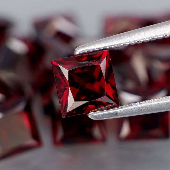 Impressive! 17.79ct princess cut cherry red Garnet set!