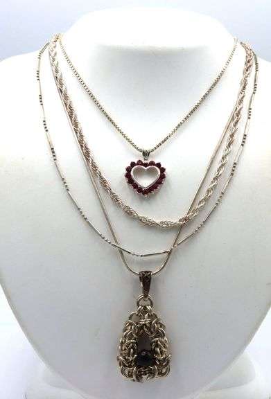 Group lot of 4 Vintage 925 sterling silver necklaces