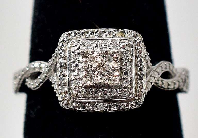 Sterling Silver Diamond Cluster Ring