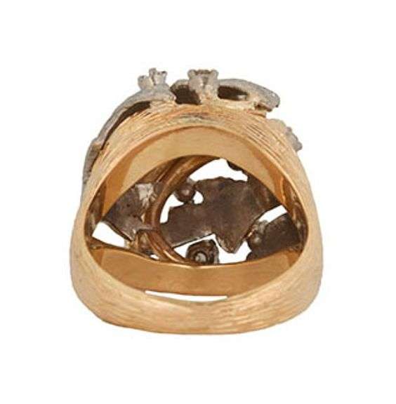 0.50ctw Diamond Accents Leaf Two Tone Bypass Ring in 18K