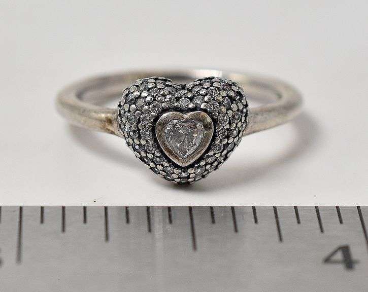 Sterling Silver CZ Gemstone Heart Ring