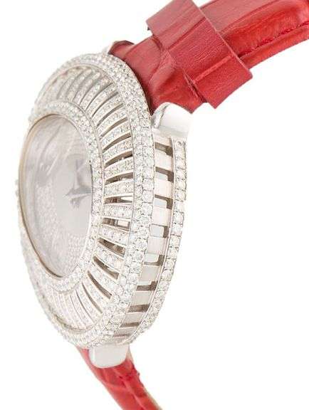 Montega 6.46ctw Diamond Art Deco, 50 x 37mm, Diamond Dial and Bezel, 18K Watch