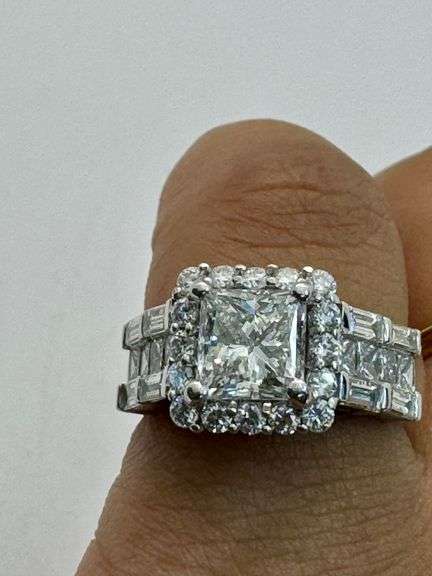 14K White Gold Princess Cut Diamond Ring