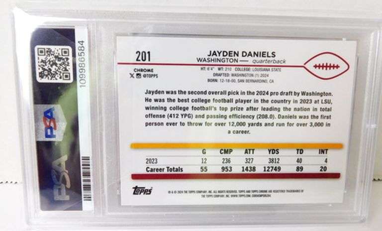 Jayden Daniels 2024 Football Card, 4 VG-EX