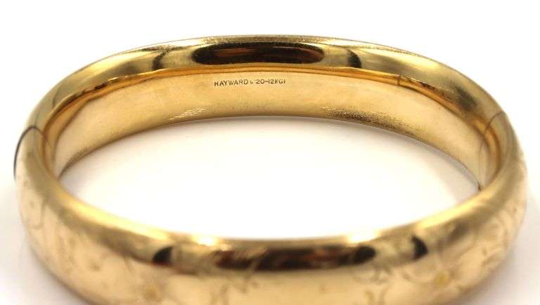 12kt Gold filled engraved bangle bracelet