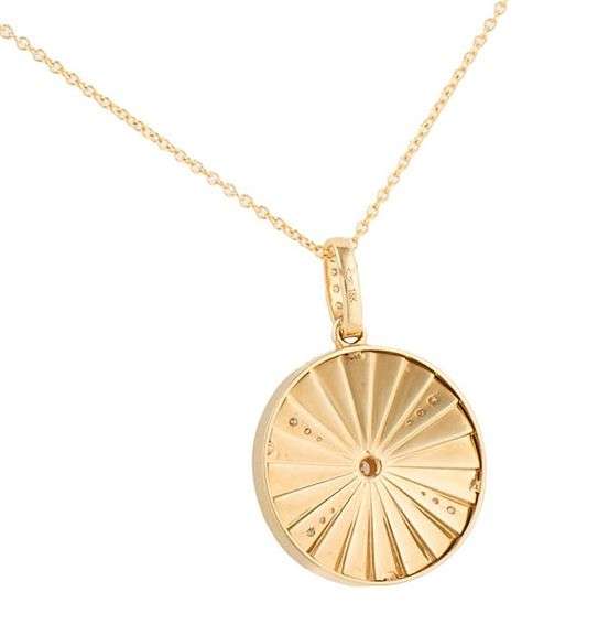 New Doves by Doron Paloma 0.18ctw Diamond Satin Finish Disc Pendant Necklace in 18K