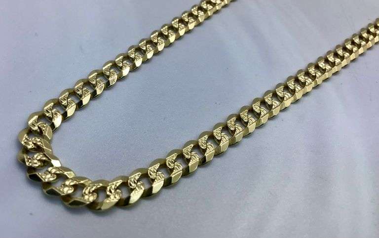 14k Yellow Gold Diamond Cut Cuban Link Chain