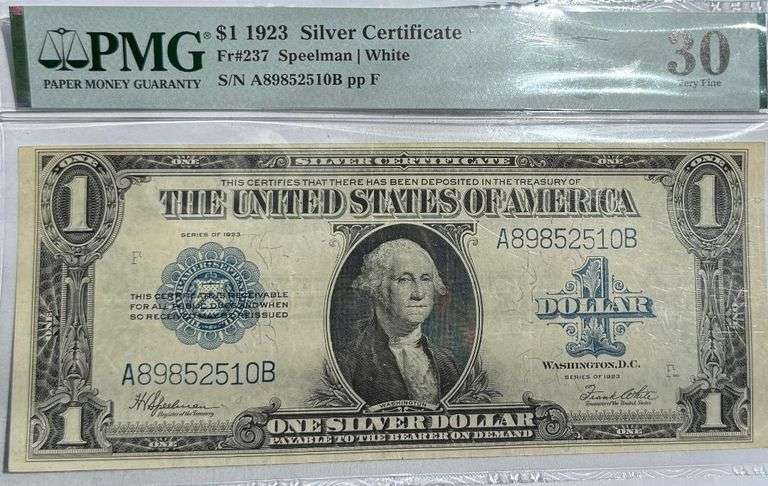 $1 Series of 1923  Silver Certificate PMG VF 30.