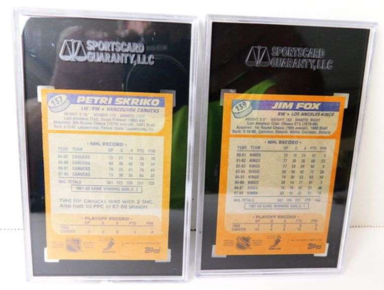 2 Graded Topps 1988-89 Hockey Cards, Skriko & Fox -