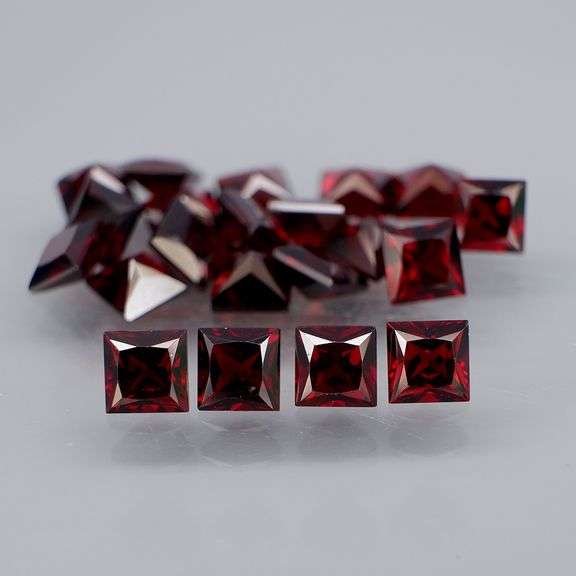 Impressive! 17.79ct princess cut cherry red Garnet set!