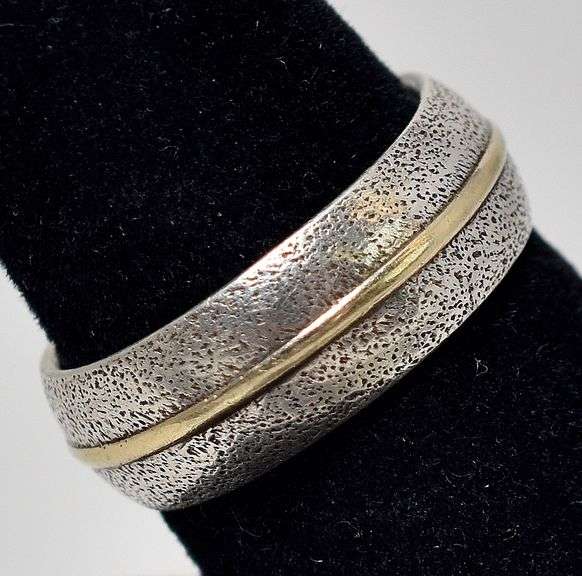 Sterling Silver Band Ring with 14K Yellow Gold Plating