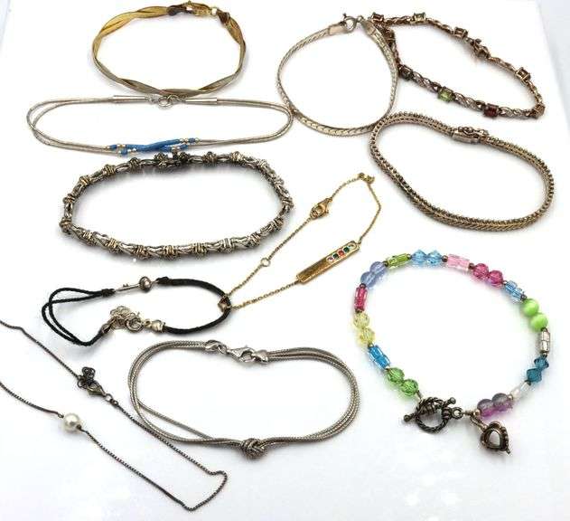 Group lot of 11 vintage 925 sterling silver bracelets