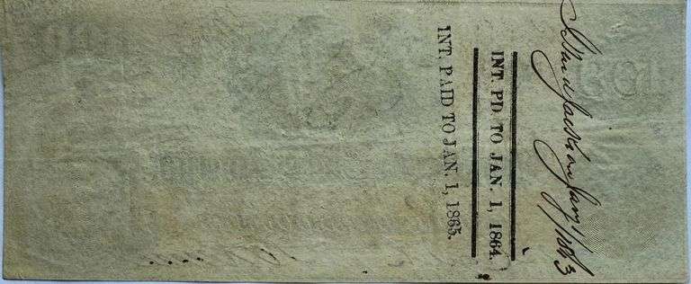 Nov 27 1862 $100  Series Confederate States Watermarked Note