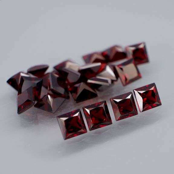 Impressive! 17.79ct princess cut cherry red Garnet set!