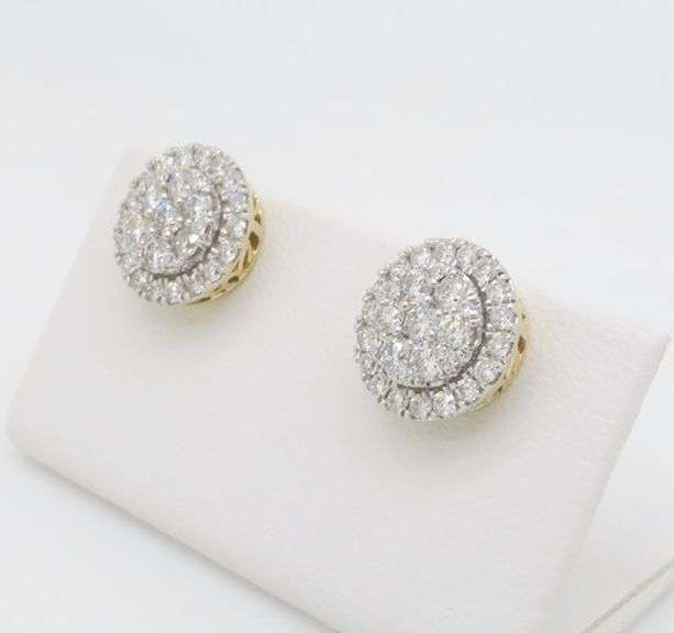1.10CTW Diamond Cluster Stud Earrings