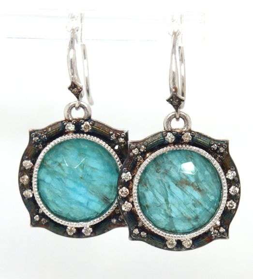 925 Sterling silver Armenta diamond and doublet drop earrings