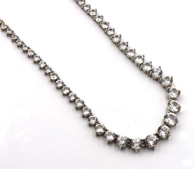 Set of 925 sterling silver crystal necklace and earrings