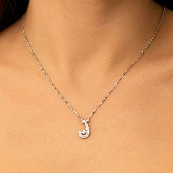 Initial ‘J’ Pendant – Sterling Silver & Dancing Moissanite