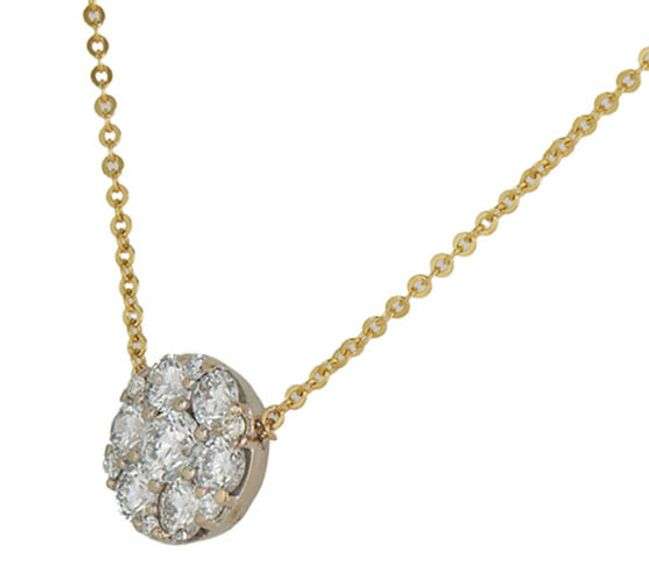 1.25ctw Round Diamond Cluster Circle Pendant Necklace in 14K