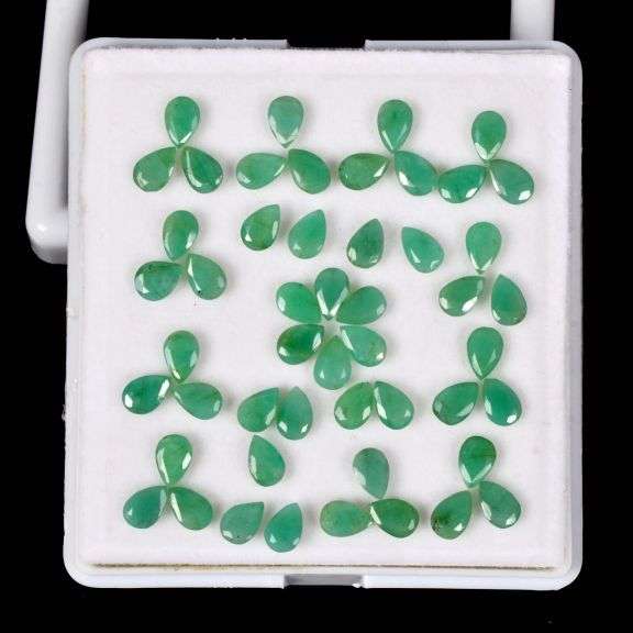 Pear shaped perfection! 21.20ct Colombian Emerald set!