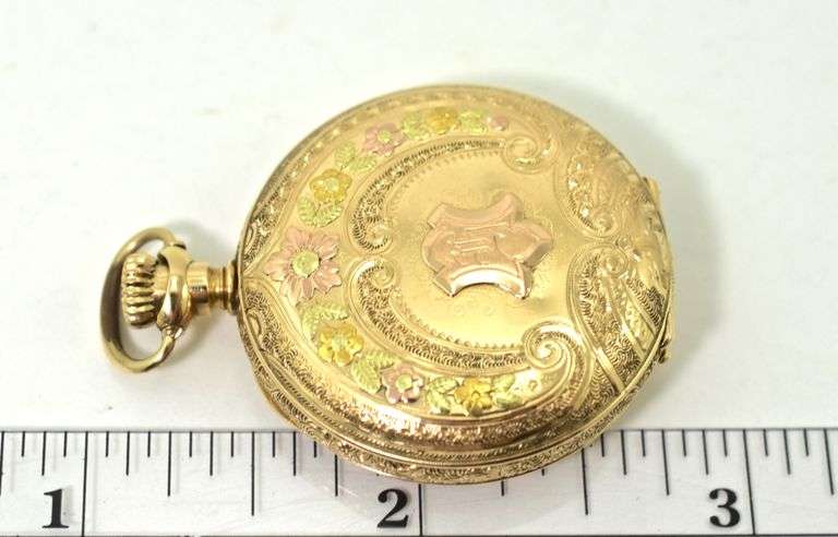 Beautiful 14K Multi-Color Gold Ladies Pocketwatch