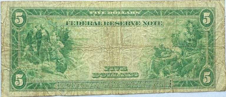 $5 Series of 1914 Note With an Interesting early wallet.