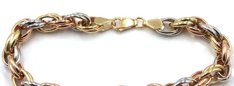 14kt Tri color gold link bracelet