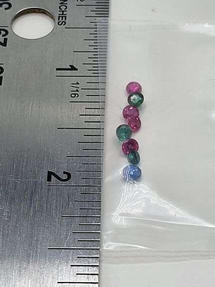 Mixed 1.18ct set of 3mm Sapphire, Rubies, and Emeralds,