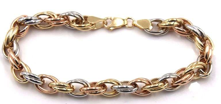14kt Tri color gold link bracelet