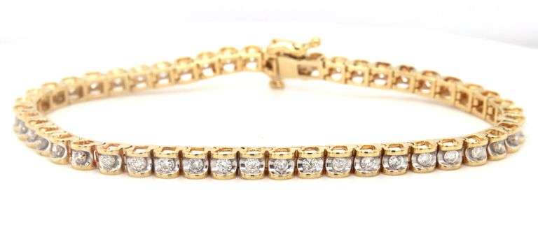 14kt Yellow gold 1.90ctw diamond tennis bracelet