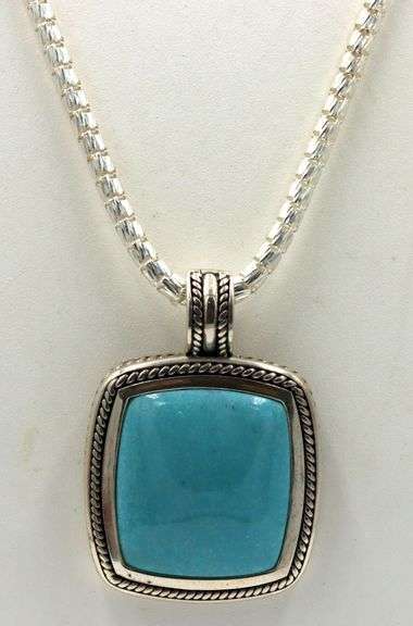Italian 925 Sterling Silver Turqoise Necklace