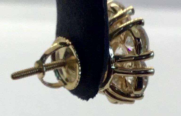 14K Yellow Gold Round Brilliant Cut Lab Diamond Cluster Earring