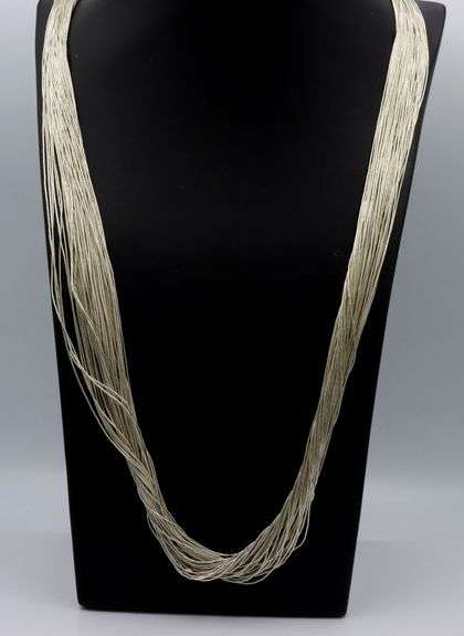 Set of 925 sterling silver multi strand necklace and dangle earrings