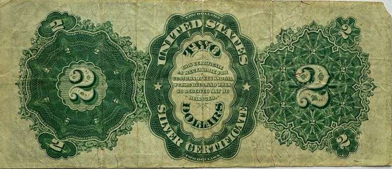 $2 Silver Dollar Certificate 1891 Series.