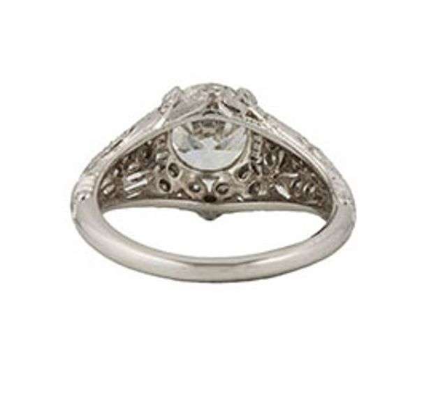 2.11ctw European and Round Diamond Vintage Inspired Engagement Ring in Platinum