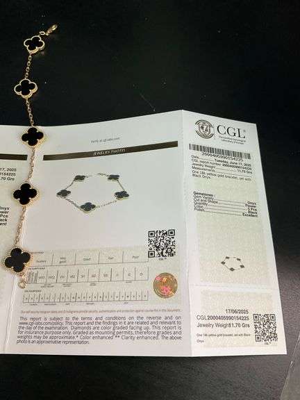 CERTIFIED BRAND NEW 18K YELLOW GOLD CLOVER LEAF BRACELET
